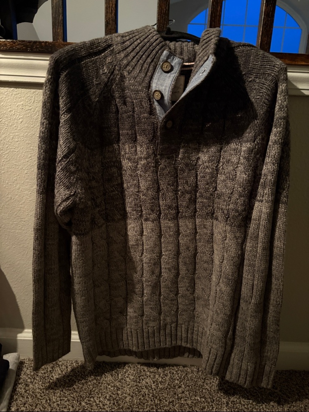 Weatherproof Men's Gray Cable-Knit Turtleneck Pullover